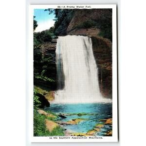 Vintage Linen Postcard Southern Appalachian Mountains Waterfall
